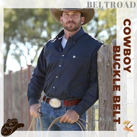 BELTROAD Western Leather Buckle Belt for Men Women Cowboy Cowgirl Jeans Country Party Christmas Gifts