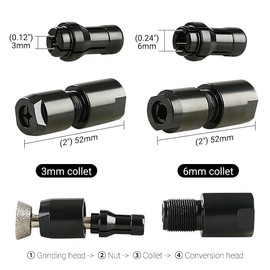 3mm&6mm Angle Grinder to Straight Chuck Adapter (5/8-11 Arbor) - Metal/Wood/Stone Grinding & Polishing - Compatible with Angle Grinders, Rotary Tools, Drills - Heavy Duty Conversion Kit (3mm+6mm)