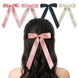 CHENLONB リボン ヘアクリップ 4本セット 蝶結び 髪飾り かわいい おしゃれ 結婚式 入学式 卒業式 お祝い 通勤 通学 女の子 ヘアアクセサリー