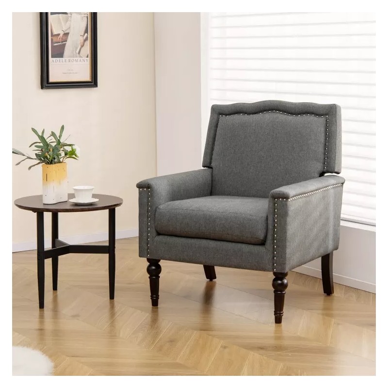 COSTWAY Modern Armchair Upholstered Living Room Chair w/Ergonomic Backrest and
