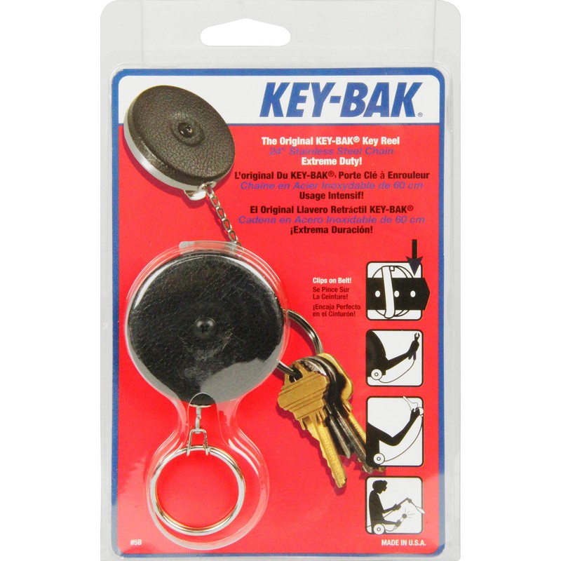KEY-BAK Retractable Key Reel 23.6 inches (60 cm) Stainless Steel Chain