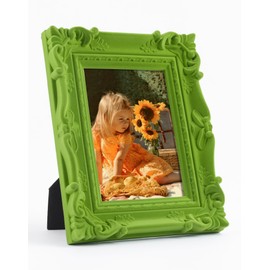 FOLKOR Green 4x6 Picture Frame for Portraits Wedding Photos, Small Cute Decorative Frame with Stand for Table Shelf Desk Decor, Unique Gift for Housewarming Birthday (Lawn Green)