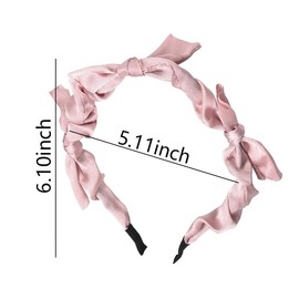 Bow Knot Headband Pink Satin Bow Headbands for Women Bowknot Headband Hair Band with Bow Hairbands for Women's Hair Non Slip Satin Headband Hair Bow Headband Hair Accessories