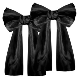 Black Bow Birthday Party Decorations, 2 Pack Big Bows 17 x 39 Inches, Large Bow Home Backdrop Giant Bow Wall Hanging Decor for Black & Gold Party Supplies Baby Shower Graduation Wedding (Black)