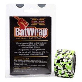 MPowered Baseball Dura Soft Bat Wrap, 1" Wide x 36" Long, Green/Black/White Camo