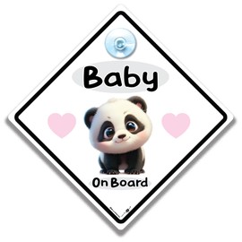 Baby on Board Autoschild Panda 14 x 14 cm Saugnapf Befestigung Kind Auto Schild UV beständig