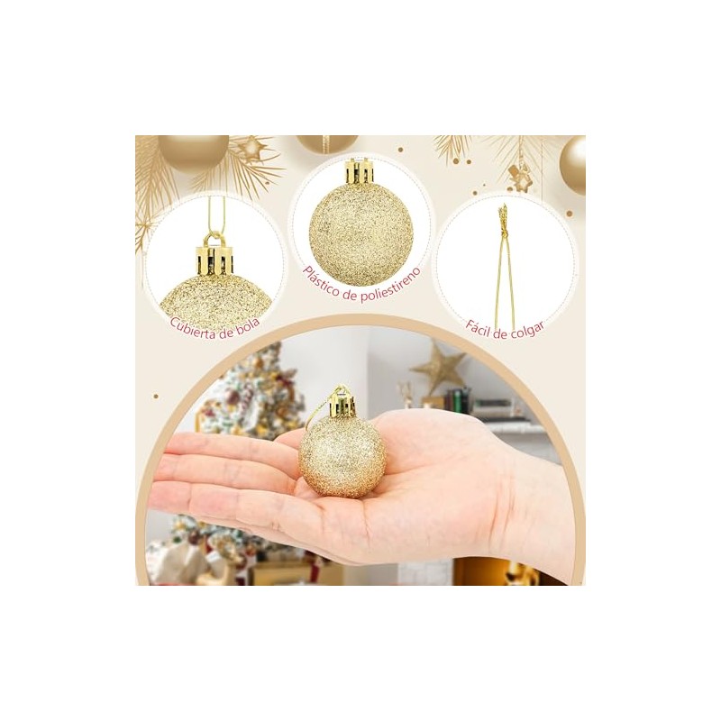 36 PCS Esferas Navideñas de 4 cm, Set con 6