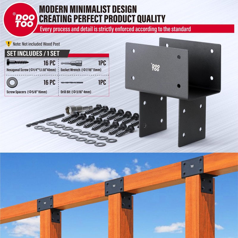 DOOTOO Stainless Steel Pergola Brackets, 4x4(Actual 3.5"x3.5") Post to Beam