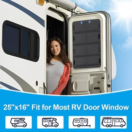 Spurtar RV Door Window Shade 25'' x 16'', Foldable RV Window Cover with UV Protection and Privacy Features for Campers, Marine Vehicles, Travel Trailers, Hook and Loop Design