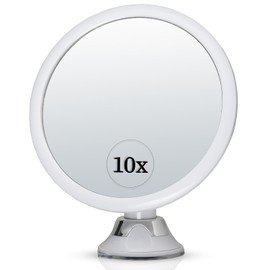 MIRRORVANA Espejo Redondo de 10X aumentos para maquillarse - Espejo de Maquillaje cosmético con Ventosa, Ideal para tocador, baño y Viaje - 17 cm de diámetro