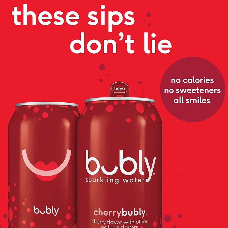 bubly Sparkling Water, Cherry, 12 ounce Cans (Pack of 8)