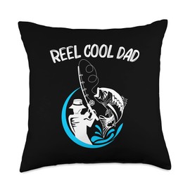Cool Fishing Art For Dad Father Fishermen Fish Hook Baiting Throw Pillow
