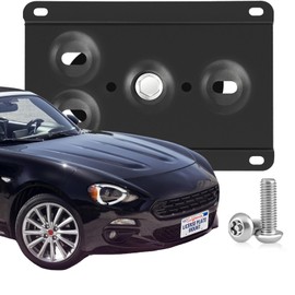 Steel No-Drill Front Bumper License Plate Bracket – Anti-Theft Tow Hook Mount fits for 2016-up Fiat 124 Spider,Front Bumper Relocator with Rust-Resistant Coating