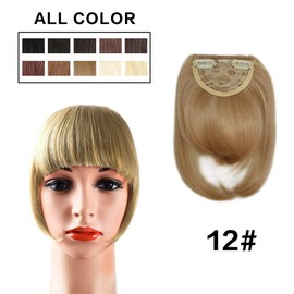 PARAHAIR Clip in Bangs Synthetic Fiber one Piece in Natural Straight Clip in Hair Bangs with Temple for Women (#12 Golden Brown)