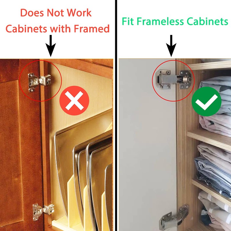 REDYA 20-Pack Hidden Hinges for Cabinet Doors Frameless Cabinet Hinges