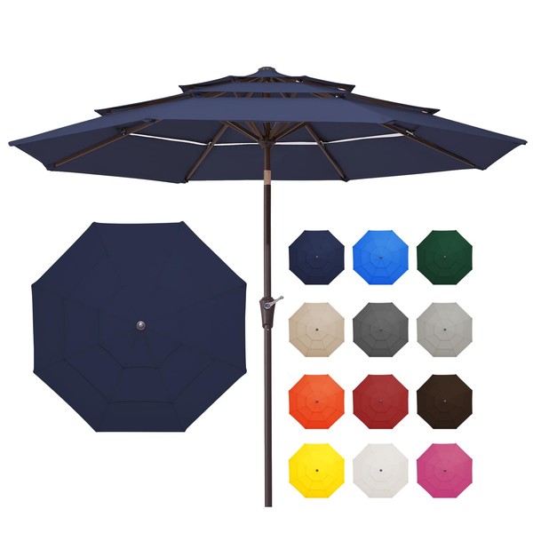 JEAREY 9FT 3 Tier Patio Umbrella Outdoor Market Umbrella Table