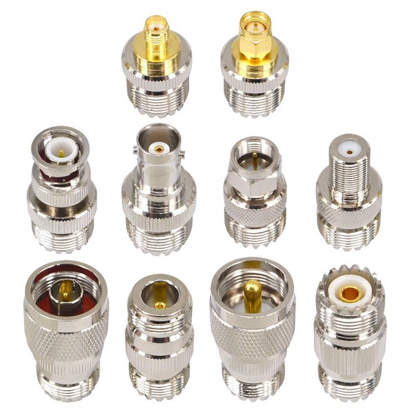 BOOBRIE SO239 M Female Conversion Connector M Type Connector 10 Kits, RF Coaxial Connector, UHF to SMA, UHF, BNC, UHF, N-Type, UHF to F Connector