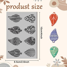 CHGCRAFT Artistic Leaves Clay Texture Mat Bohemian Polymer Clay Molds Abstract Pattern DIY Clay Texture Tools for Clay Pottery Earring Jewelry Making Stamp Engraving Machines, Leaf, 3.9x2.6inch