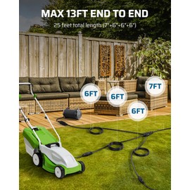 DEWENWILS Outdoor Extension Cord 1 to 3 Splitter, 3 Prong Outlets Plugs, Max 13ft End to End (25 FT Total),16/3C SJTW Weatherproof Wire for Outdoor Lights and Holiday Decorations, ETL