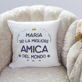 Mugffins Personalisierte Kissen mit Füllung mit Spruch für Freundin - Auf Italienisch - Migliore del Mondo - 40 x 40 cm - Individuell Anpassbar Geschenk
