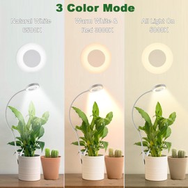 Grow Light for Indoor Plants,Full Spectrum Pot Clip LED Plant Growth Light with Auto On/Off Timer 3/9/12H,Plant Lamp with 360°Rotatable Gooseneck, 10 Dimmable Brightness, Ideal for Small Indoor Plants