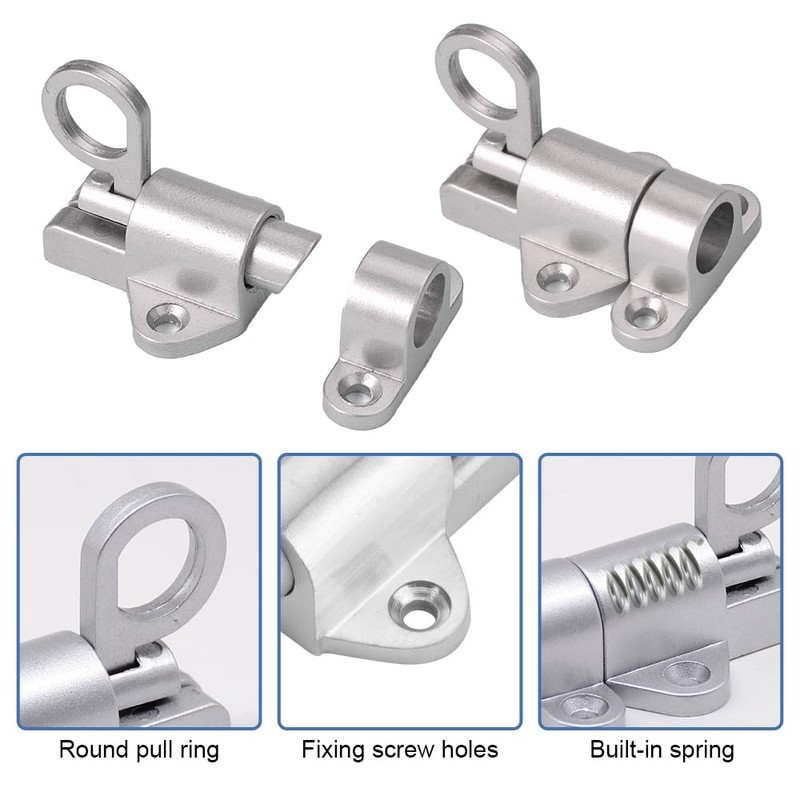 Automatic Locking Door Bolt, Automatic Spring Lock with Screws, Automatic