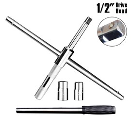 Xergur 23" Universal Extended Lug Wrench, 4 Way Tire Iron Nut Wrench Set with Storage Bag and Standard Sockets (17mm/19mm,21mm/23mm) for Heavy Duty Cross Wheel Wrench, Lug Nut Removal Tool