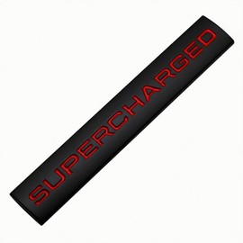 2pcs Supercharged Metal Car Emblem Premium Auto Badge Rear Trunk Side Decal Sticker (Black Red)