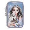 Depesche 13149 TOPModel Wolf-Filled 3-Compartment Pencil Case in Dark Blue,
