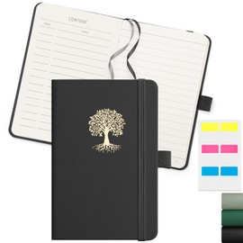 EMSHOI Notebook A6 Lined with Inner Pocket, 80 Sheets/160 Numbered Pages, High-Quality 100 g/m² Paper, Elegant Journal for School and Work, 14.5 x 9.5 cm, Black