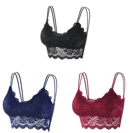 Manxing Bralette Lace Padded Bra Lace Push Up Bralette Bandeau Top Lace with Removable Pads Everyday Bra
