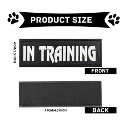 HMDZMR 4 Pack Reflective Dog Patches with Hook Backing Removable Do Not Pet and in Training Dog Patches for Service Dog Vests (4.5 x 1.5 inches)