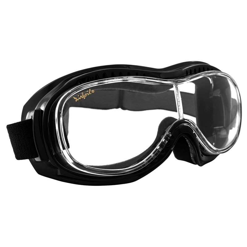 Pacific Coast Airfoil Black Goggles with Anti Fog Clear Polycarbonate
