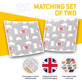 Square Stickers (Set of 2) 10cm - Cute Polar Bear Animal Xmas Fun Decals for Laptops,Tablets,Luggage,Scrap Booking,Fridges, 3809