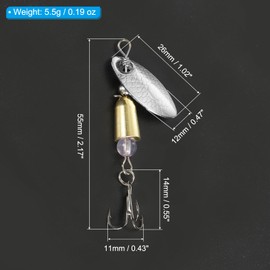 PATIKIL Trout Lures 1/5 oz, 5Pack Trout Fishing Lures Spinnerbait Treble Hooks Fishing Spinners Baits Tackle for Freshwater Saltwater Fishing, Silver Tone