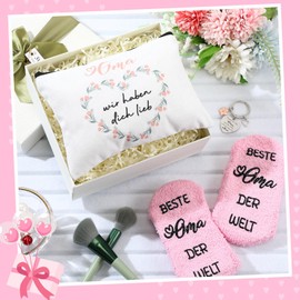 Xuniea Set of 3 Grandma Gifts Grandma Cosmetic Bag Grandma Bag Best Grandma The World Socks Keyring for Grandma Birthday Gift Christmas Mother's Day Gift Ideas for Grandma Mum, as shown, Fashion