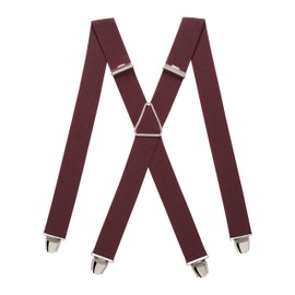 Pierrot Braces for Men Wide Made in Germany / France - Ultra Strong Elastic Band & 4 Extra Strong X-Clips - Adjustable Length up to 130 cm - Lifetime Guarantee, Red clasp, Unit size