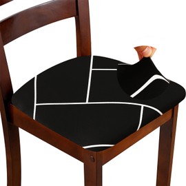 ZHILING Stretch Chair Seat Covers for Dining Room Set of 4, Elastic Dining Chair Seat Protector Cover Removable Washable Chair Slipcovers with Ties