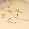 Thunaraz 5Pcs Stack Gold Studs Earrings for Women 14K Gold