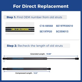 ARANA C16-08568 20 inch 20lb Gas Shocks Struts SE197P20 20Lb/89N Gas Spring Lift Supports for Truck Tool Box Lid RV Door Tonneau Cover Boat Locker Lid Motorhome Door Travel Trailer Door, 2Pcs