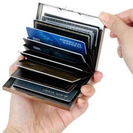 BONSYL® RFID Slim Metal Credit Card Holder Wallet for Ladies and Men, Credit Card Case with 8 Card Slots. (8 Slots-Rose Gold)