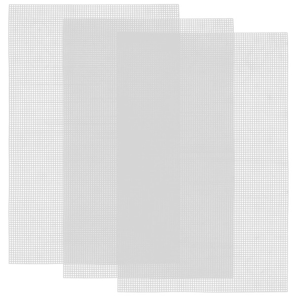 MUKLEI 3 PCS Plastic Mesh Canvas Sheets, White Plastic Canvas Sheets for Bag Making, Plastic Mesh Sheet for Crafting, Needlepoint Mesh Plastic Canvas for Knit Crochet Projects, 33 x 50.5 cm