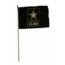 12x18 12"x18" U.S. Army Star Black Stick Flag wood staff (Premium Sewn Edges)