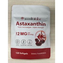Astaxanthin 12mg Triple Strength, Astaxanthin Supplements, Natural Antioxidant, Supports Eye, Joint & Skin Health, Non-GMO (120 Count (Pack of 1))