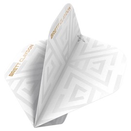 Mission Darts F3344 Brett Claydon | 100 Micron Professional Player Quality UV Darts Flights in Standard No. 2 Shape, 5 Sets of 3 Flights, White