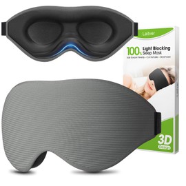 Laitver Sleeping Mask for Side Sleepers, 2025 Updated Design 3D Eye Mask for Women and Men, Light Blocking & Breathable Sleeping Mask with Adjustable Elastic Band for Travel, Light Grey