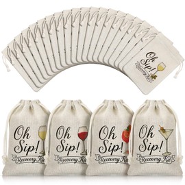 Aliceset 20 Pack Recovery Kit Bags Oh Sip Kit Drawstring Bags 5"x7" for Bachelorette Party Weddings Bachelor Bridal Shower Party Favors