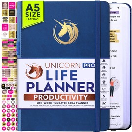 Goal Setting Planner Undated A5 Size 12 Month Productivity Habit Tracker and Life Planner, Effective Goal Planner, Undated Planner, Budget Planner & Financial Planner, 10 Minute Planner with Added