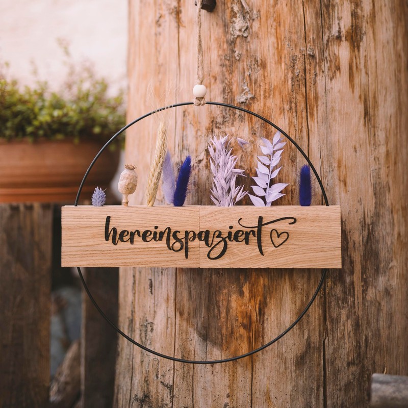 Dried Flower Wreath, Door Wreath, Dried Flowers, Welcome Sign (Dried