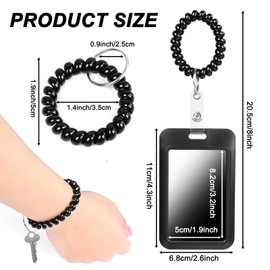 Wrist Coil ID Badge Holder with Card Strap & Key Ring，Plastic Stretchable Spring Spiral Wristband Keychain，Wristlet Cruise Ship Cards Holder,for Gym Outdoor Activities Sports Sauna Pool Women Men